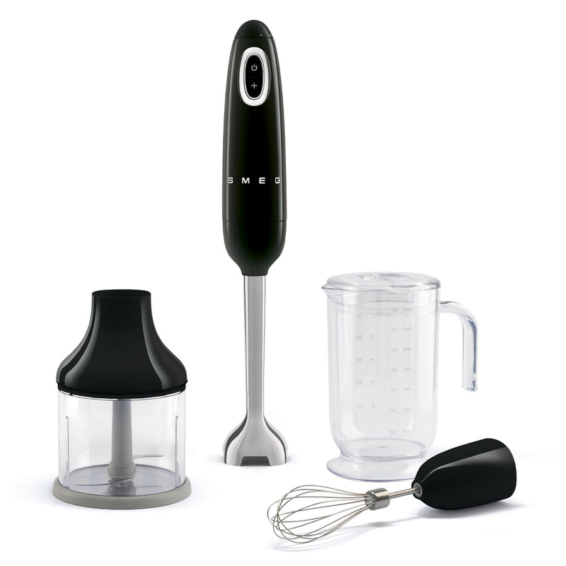 SMEG HBF03BLEU staafmixer zwart, 700 W motor, inclusief maatbeker, hakmolen en garde