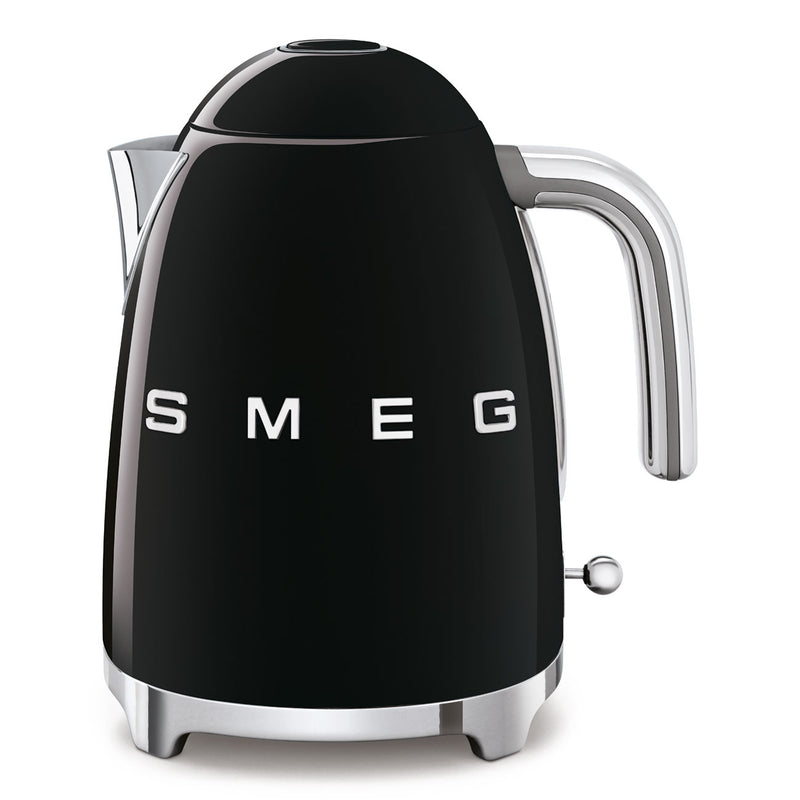 Tijdloze Smeg KLF03BLEU waterkoker in glanzend zwart, 50’s retro design, 1,7 L 