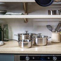 KitchenAid Stainless Steel kookpannenset met glazen deksels 3-delig - RVS - inductie-Ayfema
